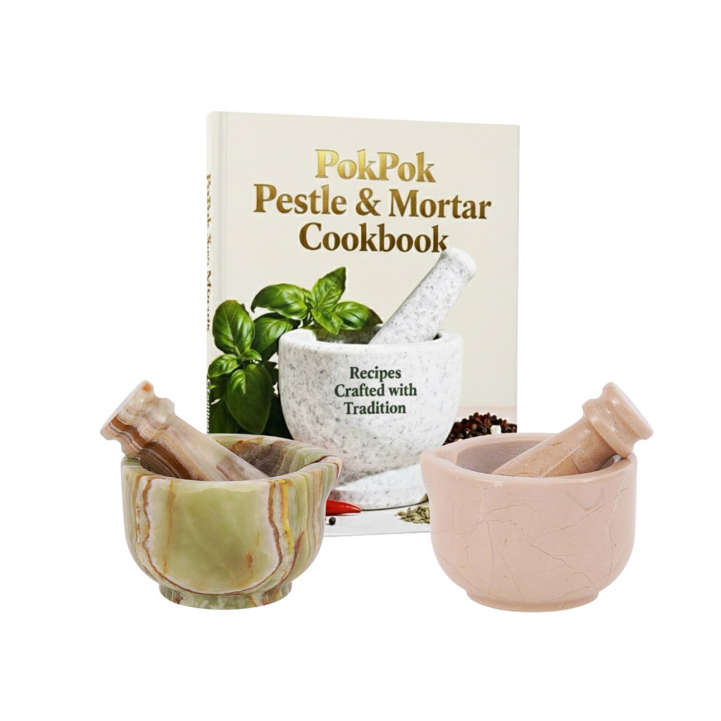 PokPok™ Bundles & Gift Sets – Mini Marble Duo Pestle & Mortar (with Free Cookbook & Content Guide)