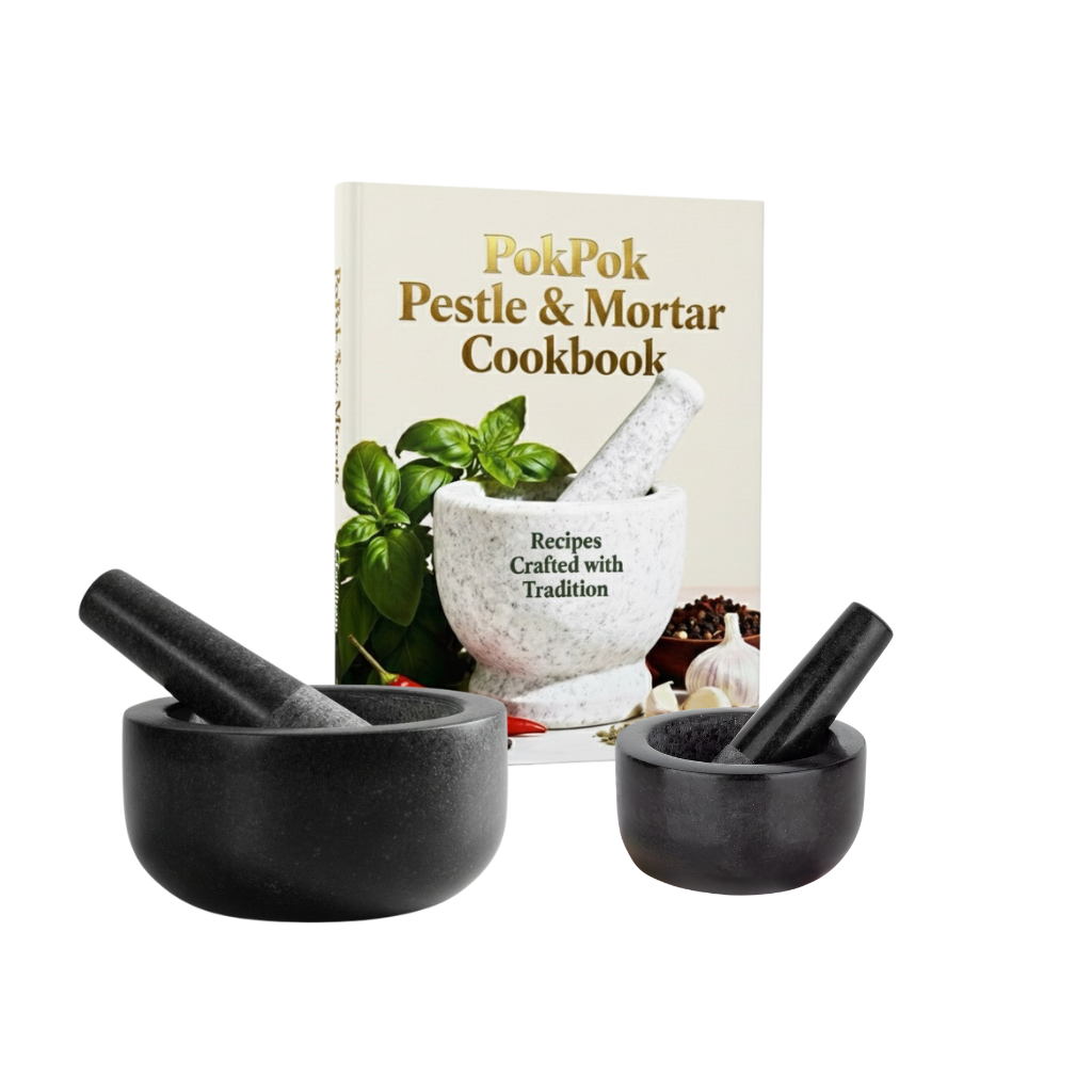 PokPok™ Bundles & Gift Sets – Granite and Mini Granite Pestle & Mortar (with Free Cookbook and Content Guide)