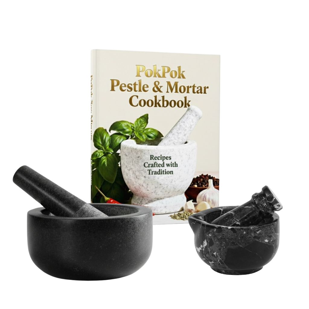 PokPok™ Bundles & Gift Sets - Granite and Mini Marble Pestle & Mortar (with Free Cookbook & Content Guide)